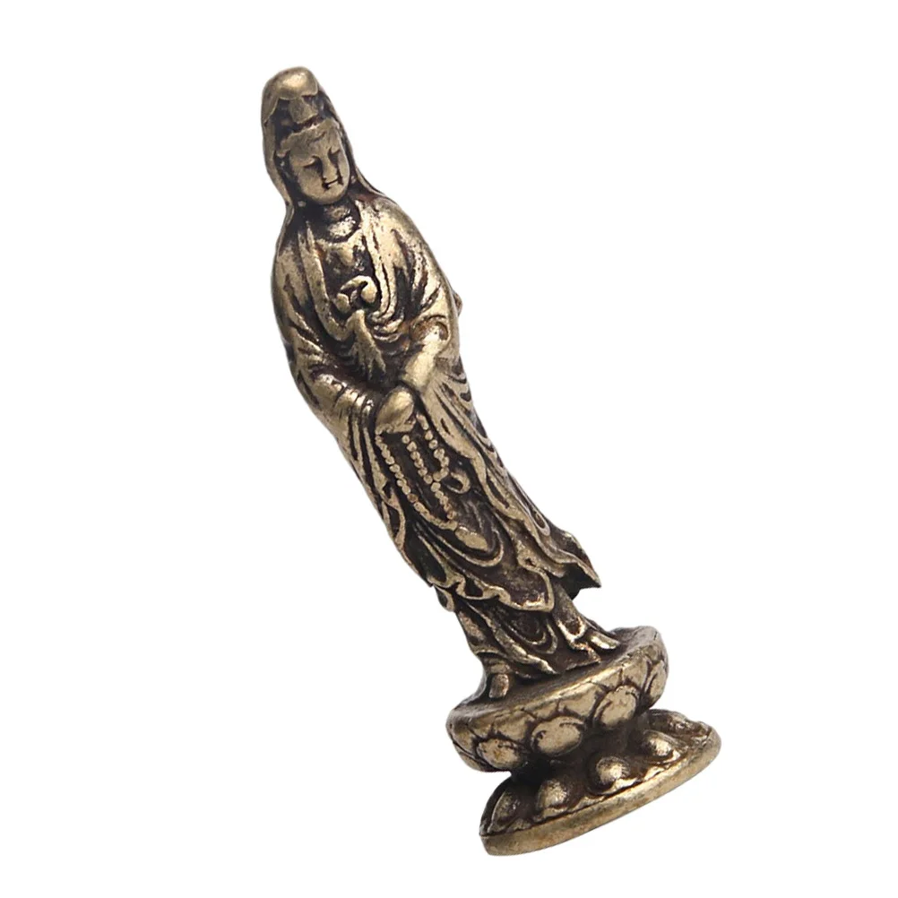 Brass Religious Buddha Adornment Exquisite Desktop Decor High Quality Material Compact Size Stable Flat Bottom Design