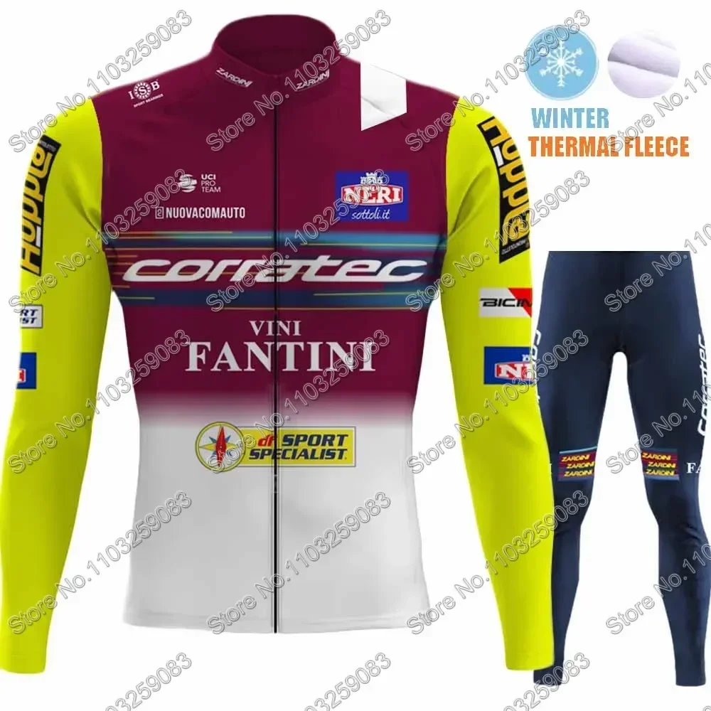 Winter Corratec Team 2024 Cycling Jersey Set Men Long Sleeve Italy Yellow Cycling Clothing Suit MTB Bike Road Pants Bib Maillot