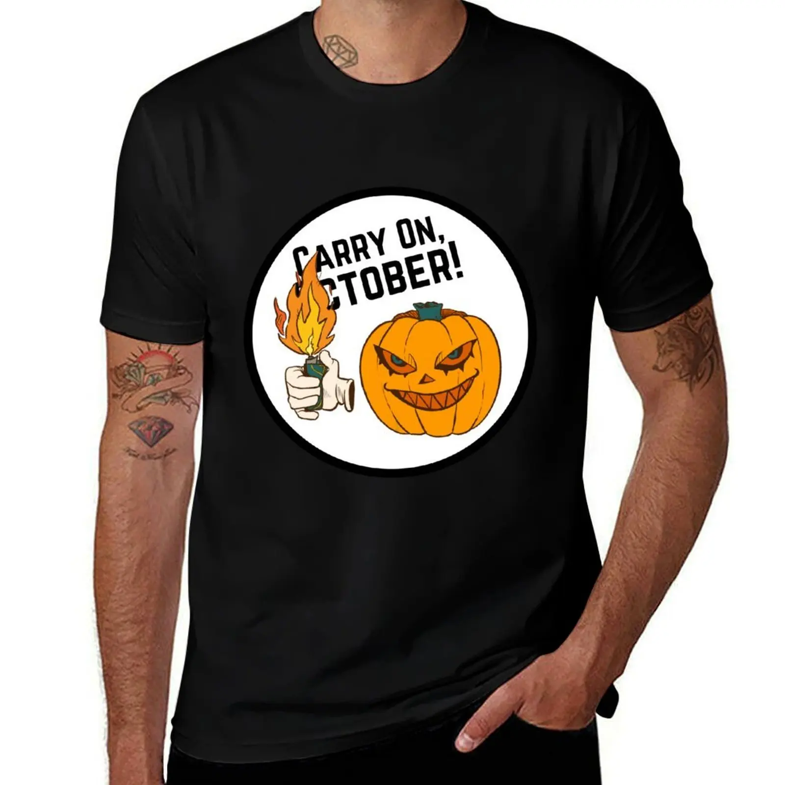 Carry On, October! Logo T-Shirt Holiday Casual Short Sleeve Top T-Shirt