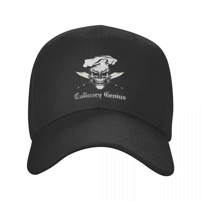 

Punk Culinary Genius Skull Chef Baseball Cap Breathable Cooking Pirate Dad Hat Sun Protection Snapback Hats Trucker Caps
