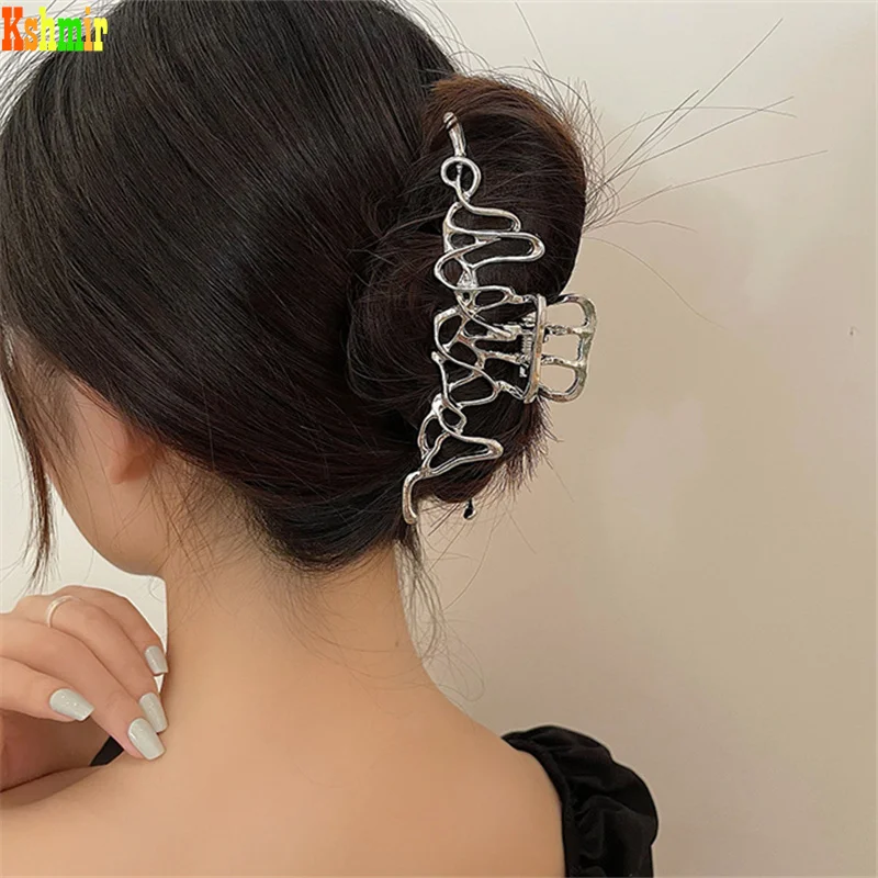 كشمير دبوس شعر معدني غير منتظم للنساء الجزء الخلفي من الرأس مع غطاء رأس بمشبك كبير للنساء هدية مجوهرات عصرية 2023