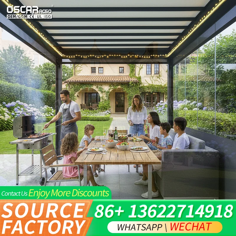 Bioclimatic Roofing Sheets Cabrio Pergola Outdoor Custom Size 3x3m 35x35 4x3m 6x4m 35mx35m pergola