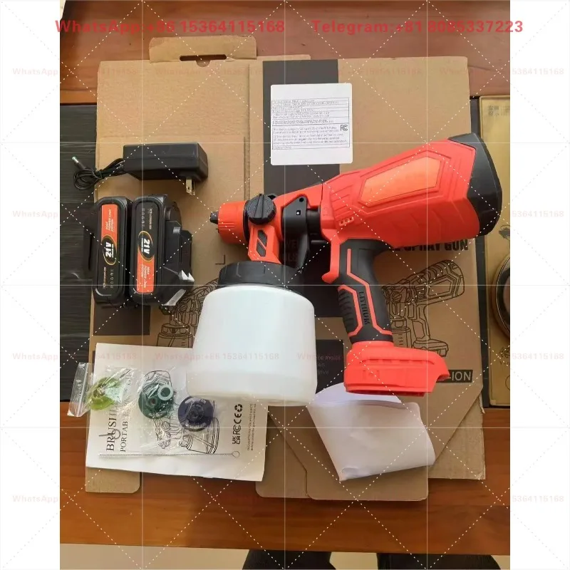 1000ML Cordless Brushless Paint Sprayer Adjustable Flow Control Airless Electric Spray Gun Painting Cleaning Power Tool