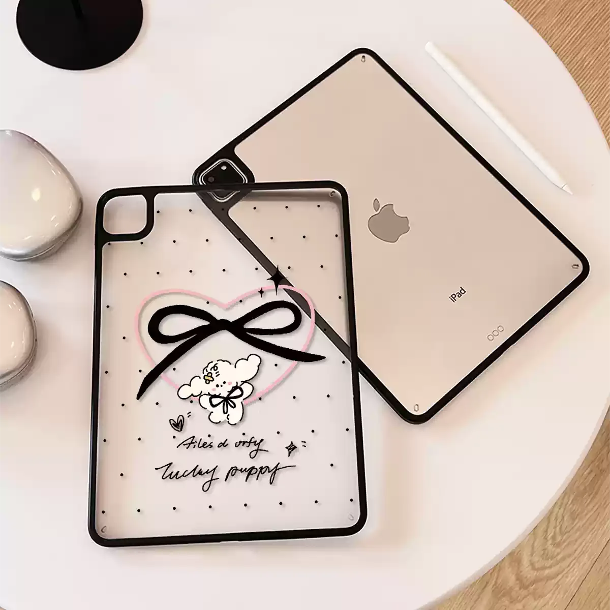 Ins Cute Bow-Tie Dog Tablet Case For iPad Pro 11 12.9 13 M2 M4 M3 M5 Shell 8.3 9.7 10.2 5/6/7/8/9/10/11th Air 1 2 3 4 5 6 Cover