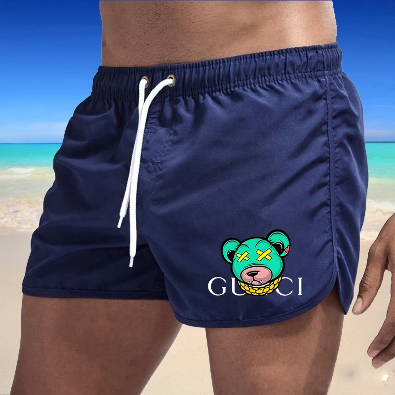 Summer Beach Shorts Movement Surfing Shorts Gym Running Short Pants Mens Quick-drying Swimming Trunk Pants Luxury Bear Printed