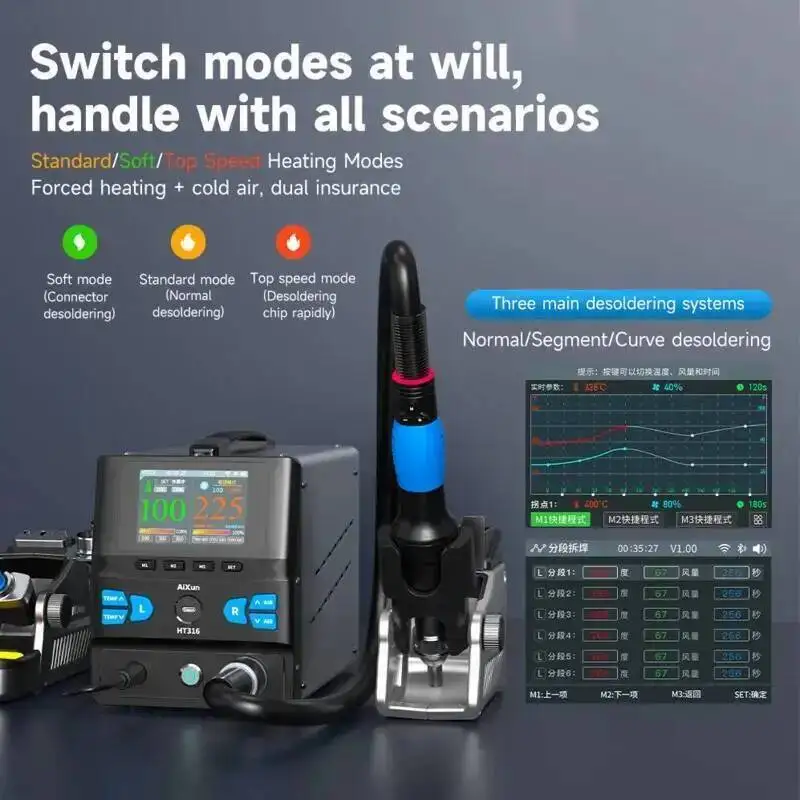 JC Aixun 2in1 Intelligente Heißluft Rework Station Digital High Power T225 Griff für Mobiltelefone SMD BGA Reparatur Werkzeuge Set HT316