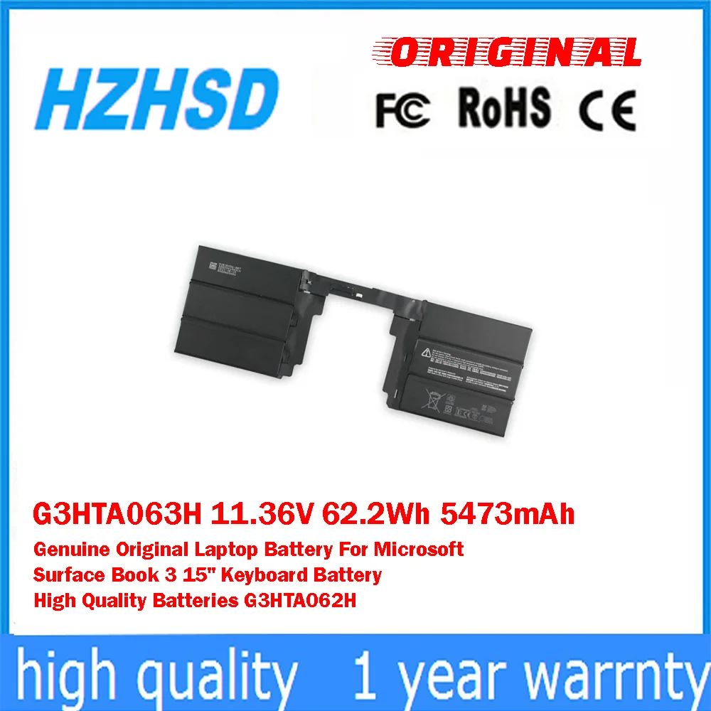 

G3HTA063H 11.36V 62.2Wh 5473mAh Genuine Original Laptop Battery For Microsoft Surface Book 3 15" Keyboard Battery High Quality