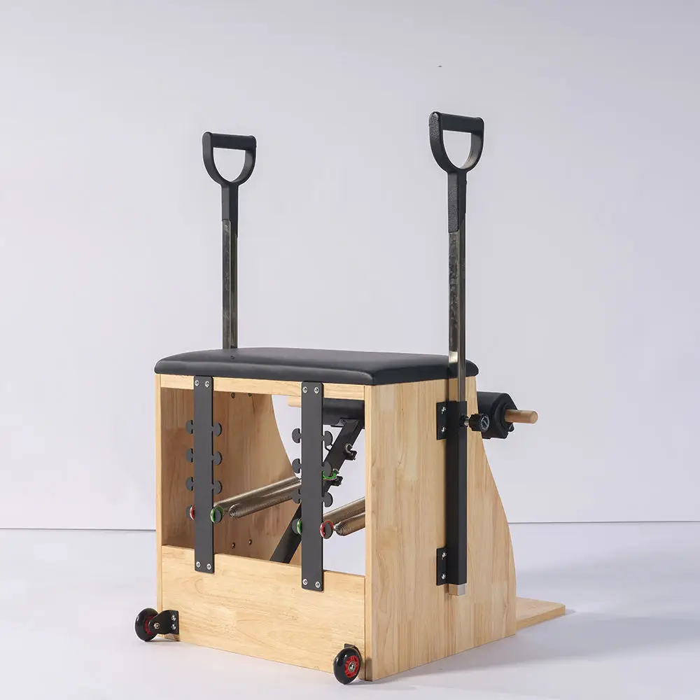 Custom Commercial Oak Wood Wunda Chair for Yoga & Pilates Studio Portable with Stainless Steel Spring Adjustable for Body Health