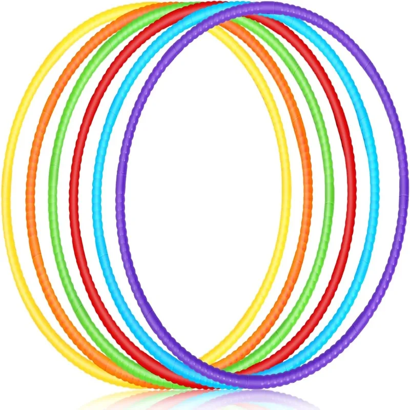 

Sratte 6 Pcs Exercise Hoop Detachable Adjustable Plastic Hoops Snap Together Toy Ring Color Playground Toys for Girls and Boys P