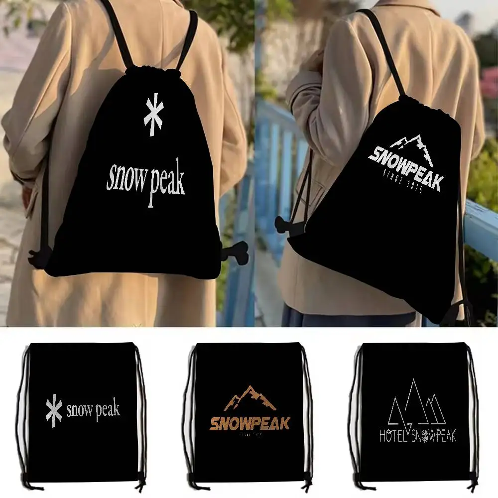 Fashion Cool S-Snow P-Peak Logo Print Drawstring Bags Party Gift Bags, Drawstring Backpacks Sports Gym Travel Leisure Use