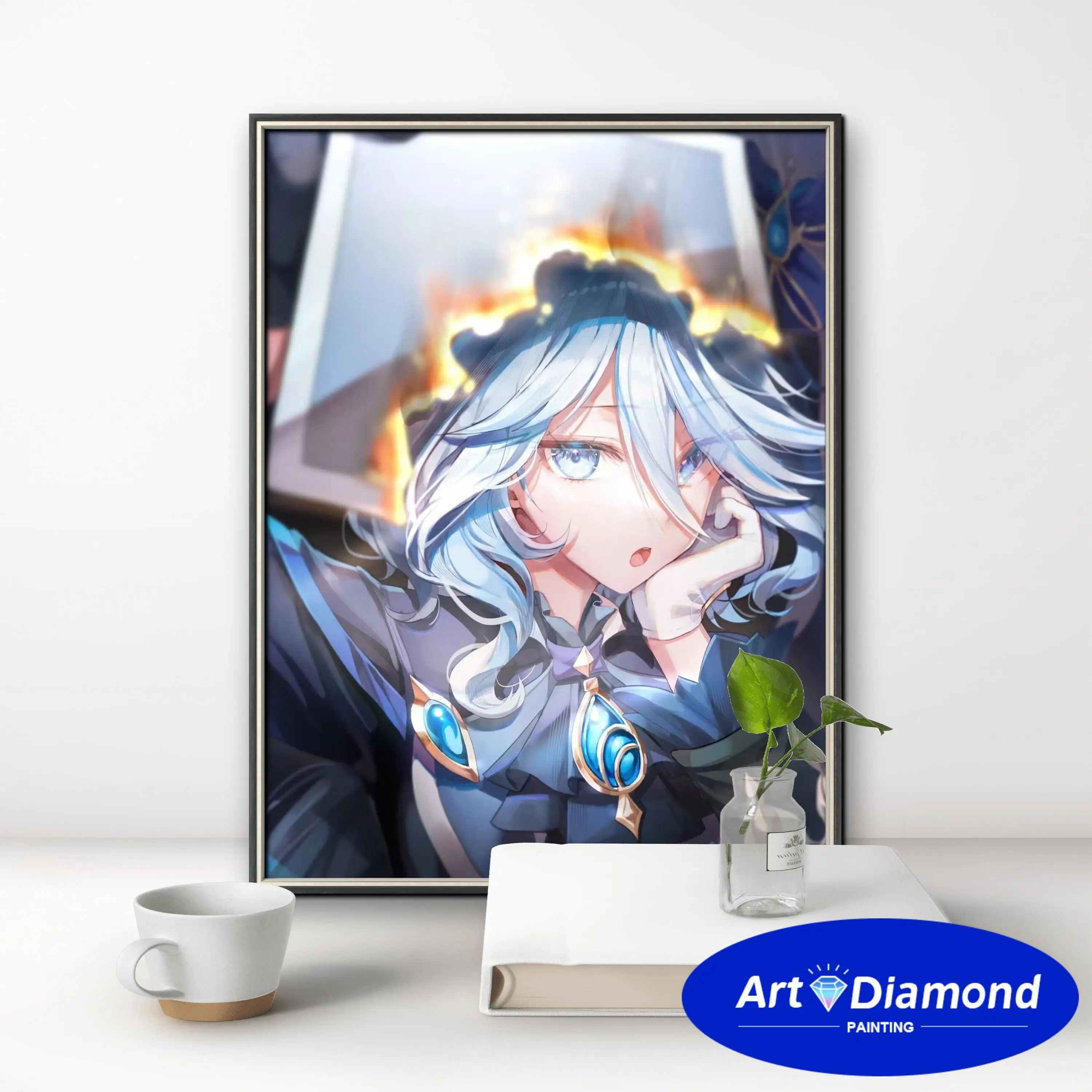 Genshin Impact Focalors DIY AB Diamond Painting New Game Female Character Mosaic Cross Stitch Kit Diamond Embroidery Room Decor