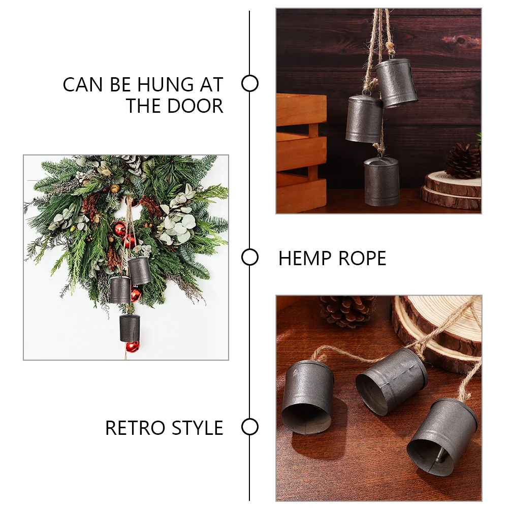 

2Pcs Iron Cow Bell Hanging Ornament Rustic Style Loud Sound Door Wall Decor Vintage Outdoor Party Decoration