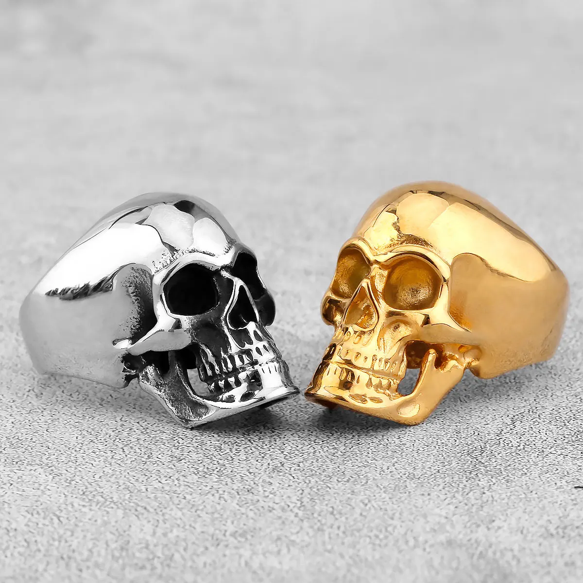 Gothic Punk Ring for Men Retro Skeleton Devil Male Woman Ring Skull Exaggeration Snake Captain Hip Hop Rock Jewelry