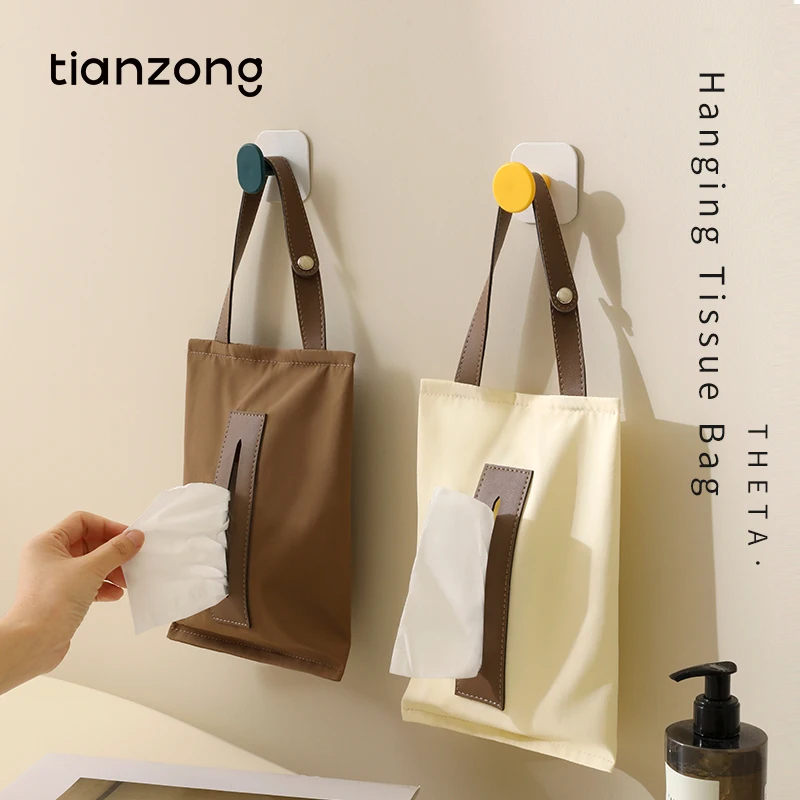 Tianzong Tissue Box Wall-Mounted Living Room Tissue Box Towel Storage Box Hanging Car Tissue Bag Wet Wipes Box