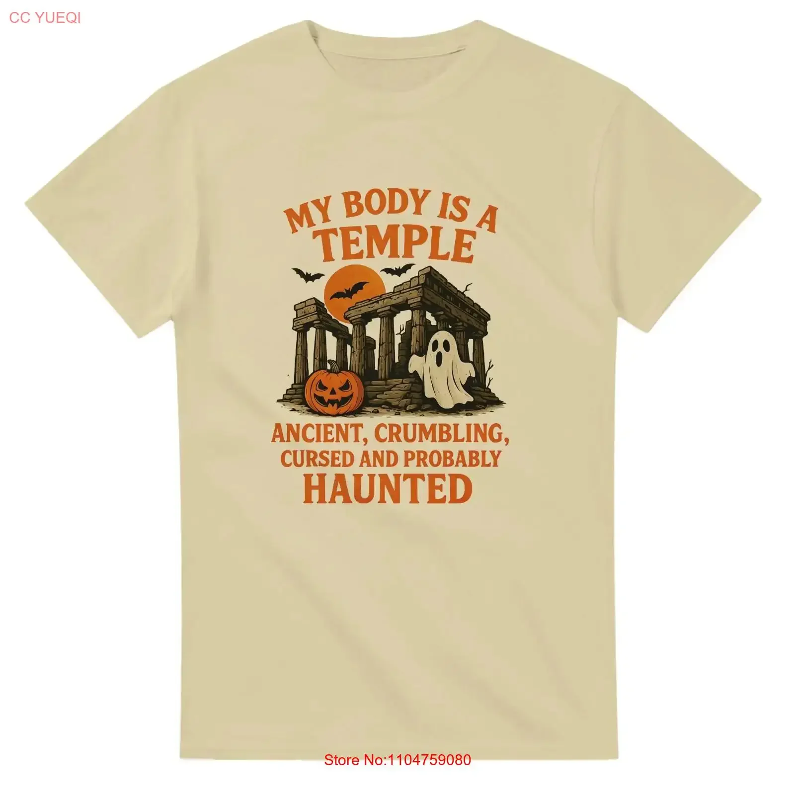 Funny Halloween T Shirt My Body Is A Temple Weight Loss Comedy vintage Washed fashion Casual streetwear Unisex Comfortable