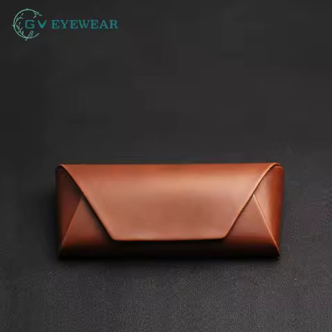 Japanese Style Crazy Horse Leather Glasses Case Brown PU Leather Retro Art Anti-compression Myopia Storage Sunglasses Box
