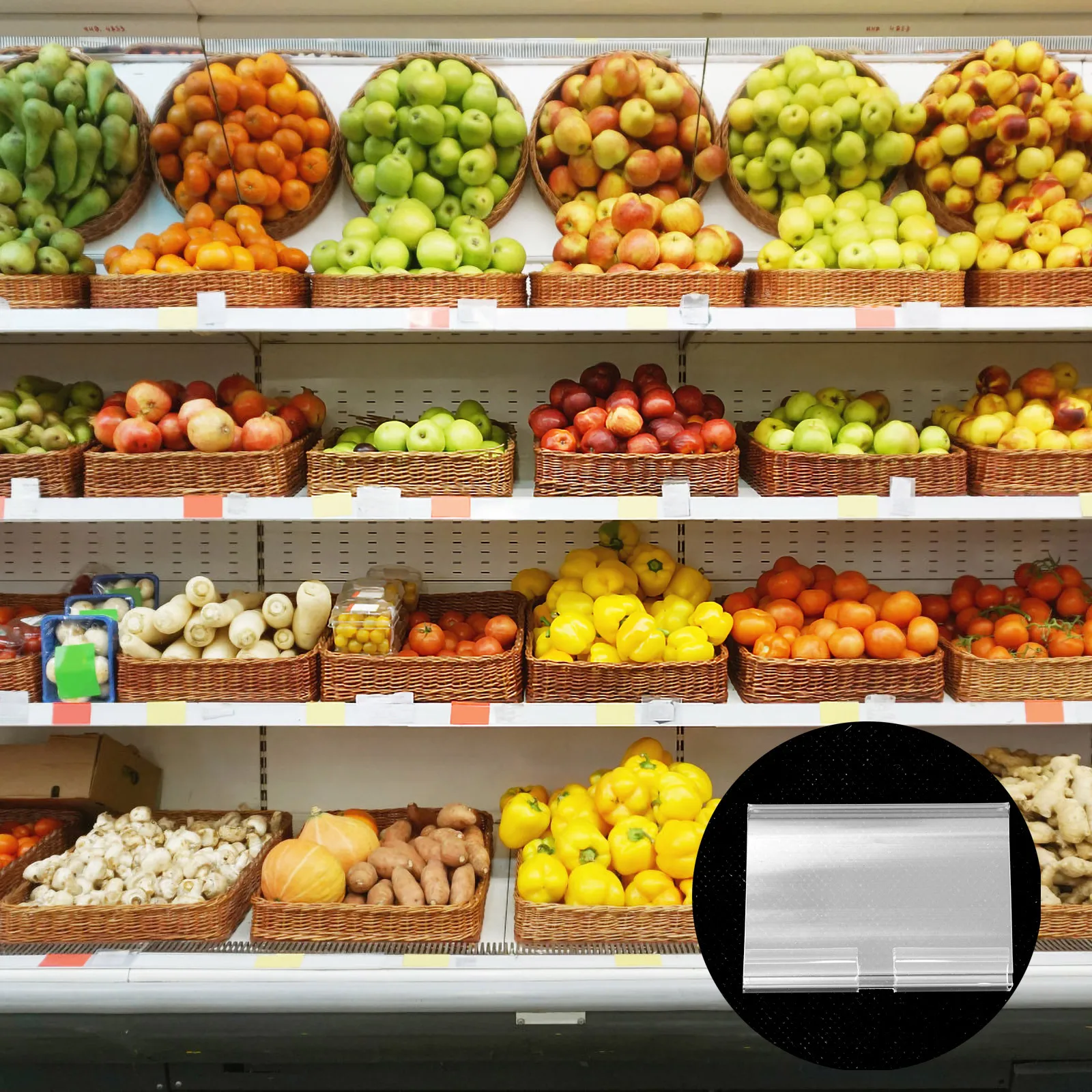 

60Pcs Retail Price Tag Label Holder Clear Transparent Shelf Display for Product Price Sign Advertising in Store and Market