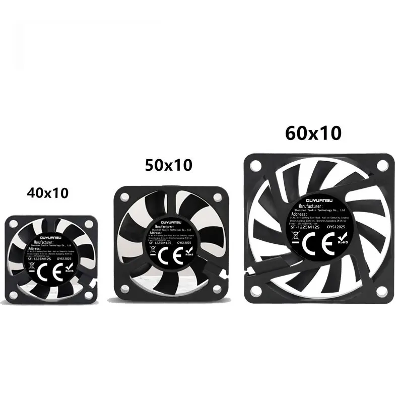 40x40x10 50x50x10 60x60x10mm 5V 2-pin Computer CPU System Cooling Fan, Brushless Cooling Fan, Silent Computer Case Cooling Fan