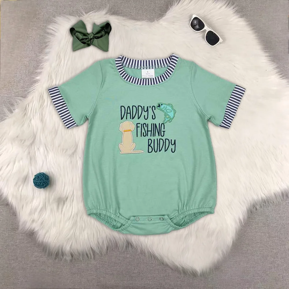 

Baby Boys summer rompers Infant Baby Boys Green Rompers 'Daddy's Fishing Buddy' Cute Baby Outfit for Infants