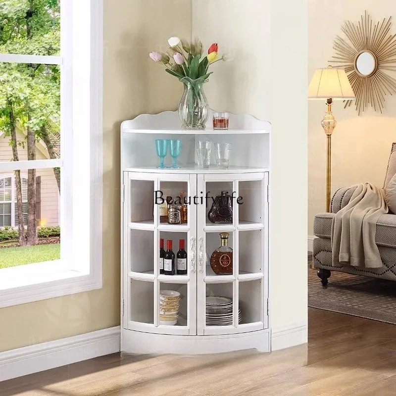 13 خزانة زاوية أمريكية من الخشب الصلب على شكل مثلث على الطراز الأوروبي لغرفة المعيشة وخزانة جانبية على الحائط #1