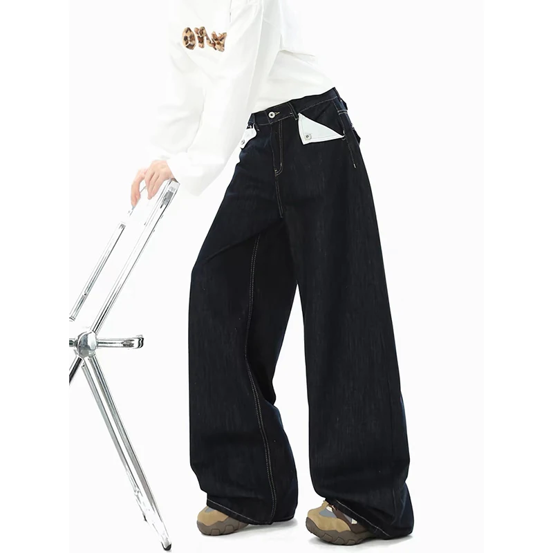Man's  Black Gothic Emo Baggy Jeans Y2k Oversize Denim Trousers Vintage Harajuku Grunge Alternative Wide Leg Jean Pants