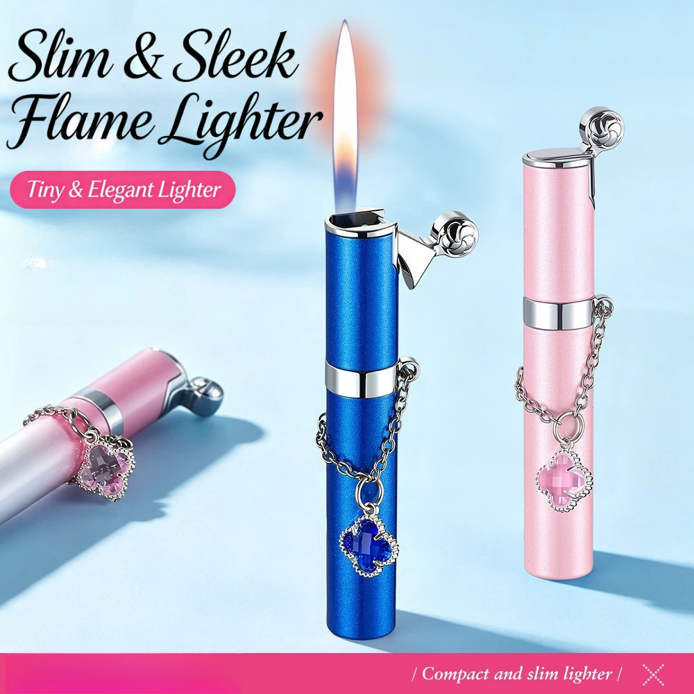 Mini Portable Four-Leaf Clover Pendant Lighter, Luxury Refillable Gas Lighter