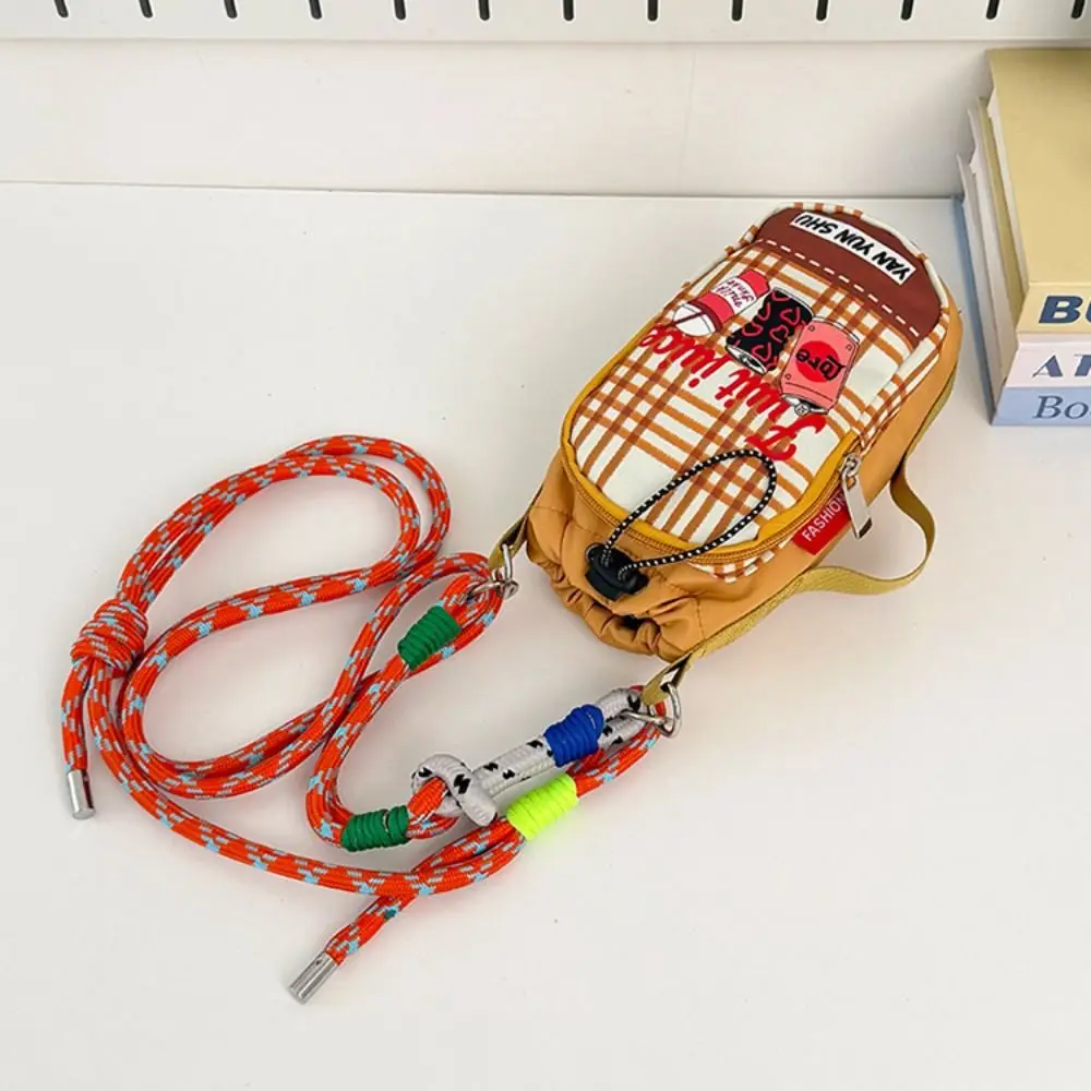Dopamine Style Water Bottle Bag Lightweight Hands-Free Drawstring Crossbody Bag Creative Universal Nylon Shoulder Bag