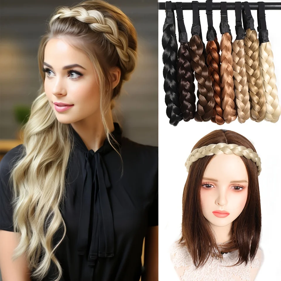 Adjustable Braid Headband Fishbone Braid Headband Synthetic Hair Accessories Elegant For Daily Use Hair Accessories Hair Hoop