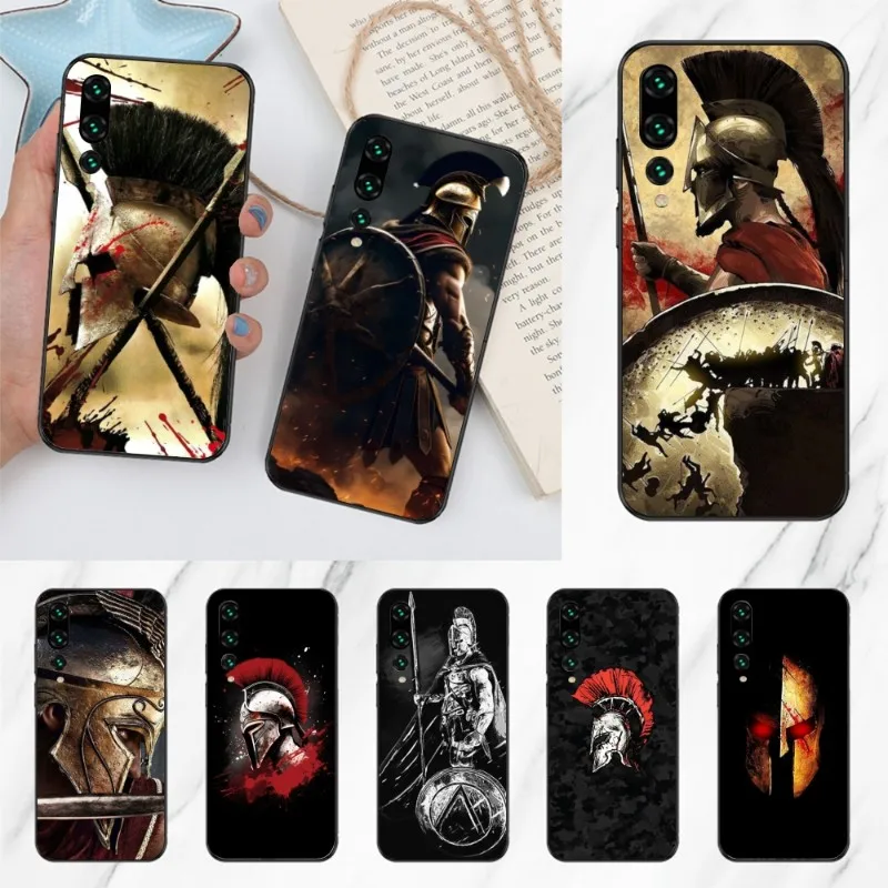 Spartan Warrior Smart Phone Case for Huawei P50 P40 P30 Pro Lite P Smart 2021 2019 Magic 3 Black Soft Phone Cover Funda