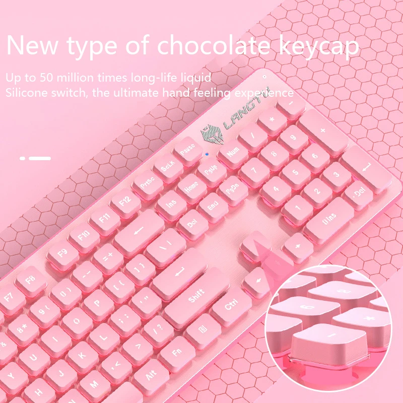 Backlit Gaming Mechanical Feel Keyboard and Mouse Set Chocolate Keycaps Wired Keyboard Macro Programming Mice Kit for PC Laptop