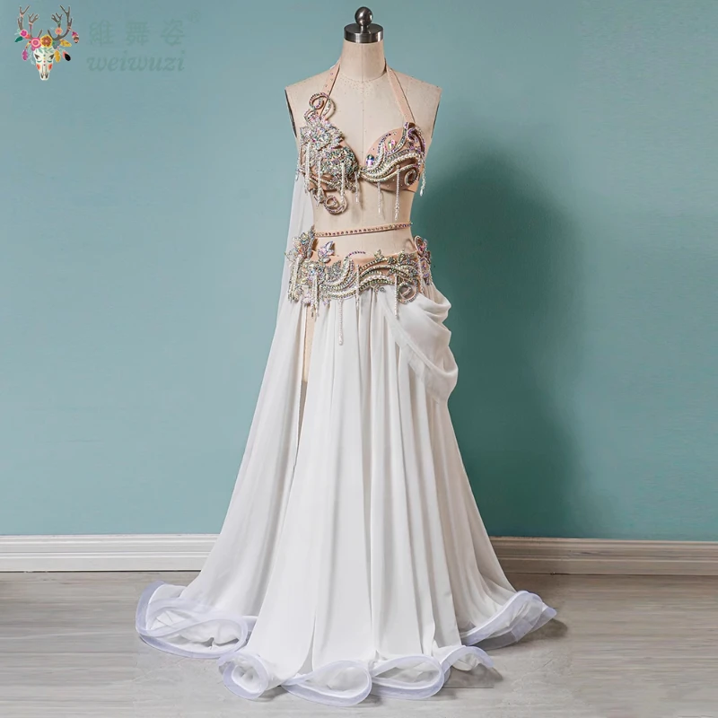 

Elegant BellyDance Set Full Diamond Bra Split Skirt Performance Suit High-End Custom Adult Child Profession Competition Clothing