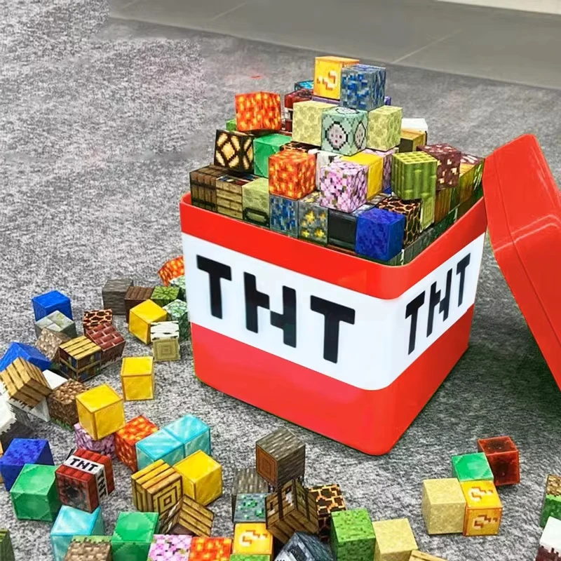 Magnetic Building Blocks TNT Storage Box Snack Toy Block Storage Bucket Plastic Organizer Container DIY Assembly Toys For Kids