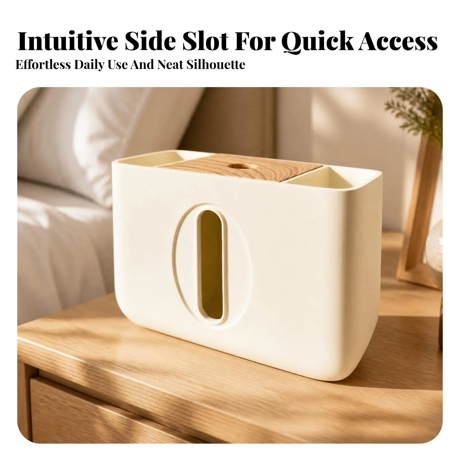 Tissue Box with Storage Compartments Compact Desktop Organizer with Compartments