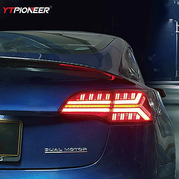 

Wholesale Model Y Accessories Car Taillight LED Fishbone Clear Rear Tail Lights For Tesla Model Y