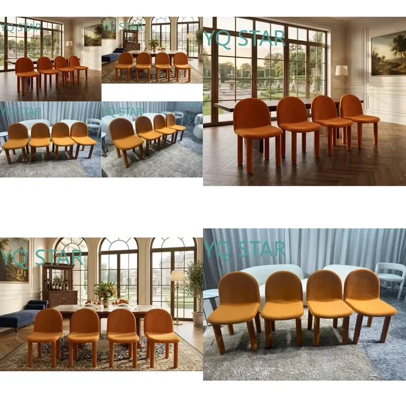 Modern Velvet Dining Chair Set of 4 Durable Upholstered Seat with Wooden Legs for Restaurant Hotel Home Use