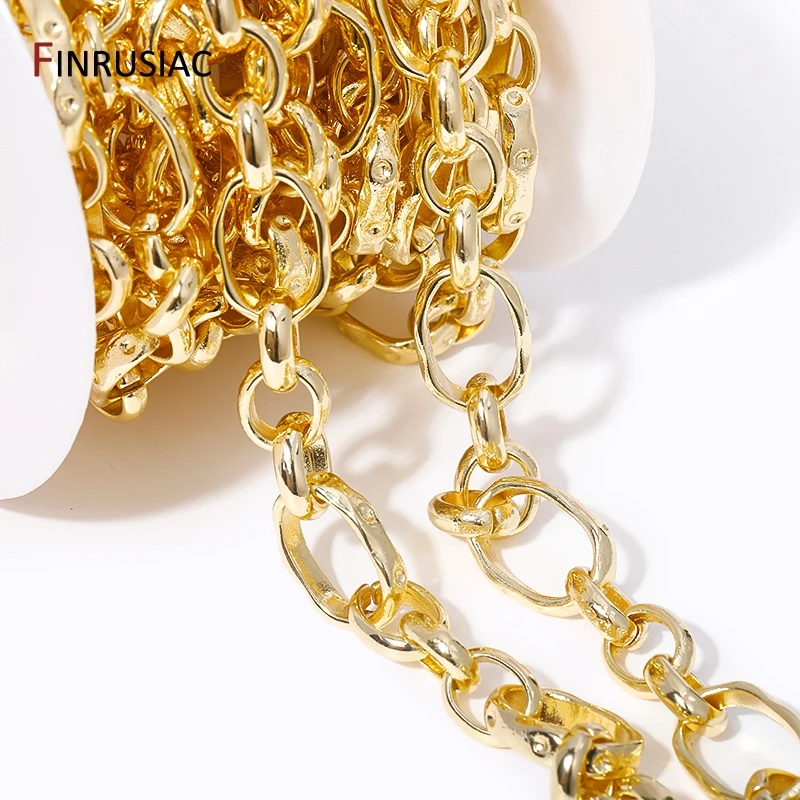 New Trendy 14K Gold Plated Large Size Irregular Oval Chains For Jewelry Making Supplies, High Quality Jewelry Accessories