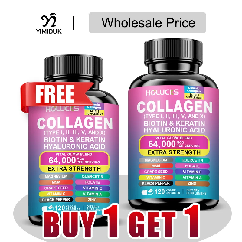 Buy 1 Get 1 Free! Pure Collagen Supplement, for Skin Firmness, Joint Health & Hair Growth, Promotes Youthful Glow, Non-GMO
