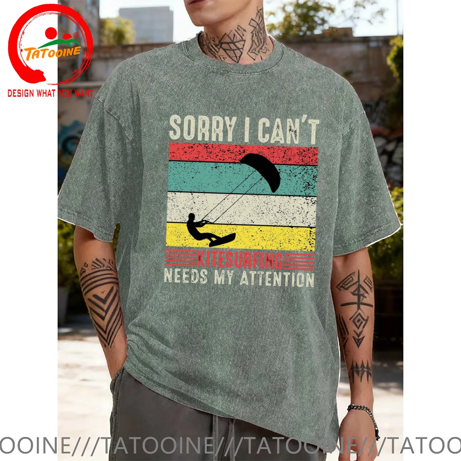 Funny Design Kitesurfer Sorry I Can't Kitesurfing Needs My Attention  Shirt Men Fashion Trendy Casual Clothing Stylish Tops Tee