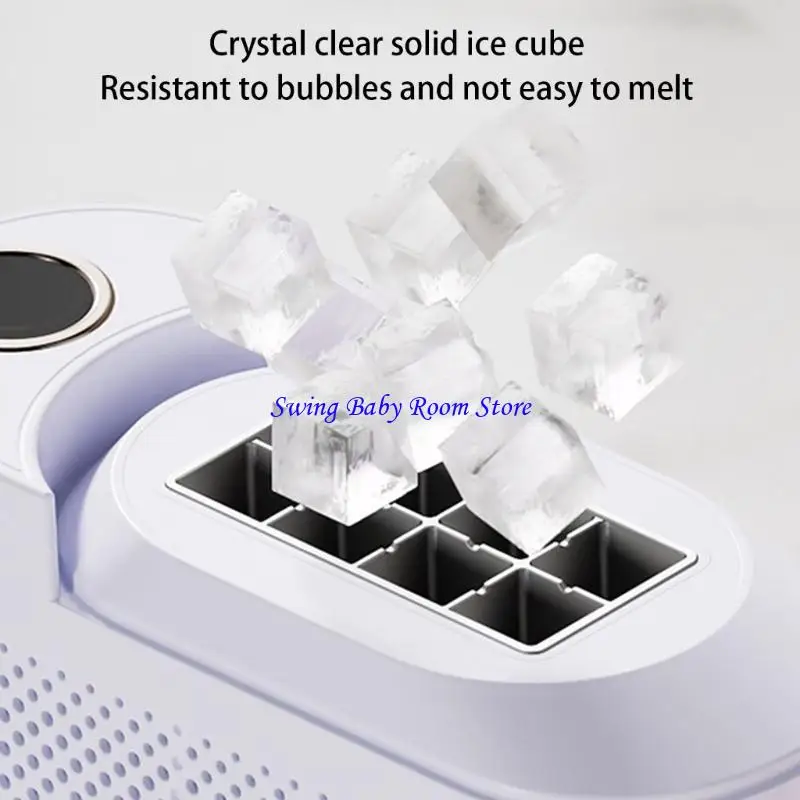 

120W Mini Countertop Ice Maker, Compact Ice Machine for Home/Car/Travel White/Purple