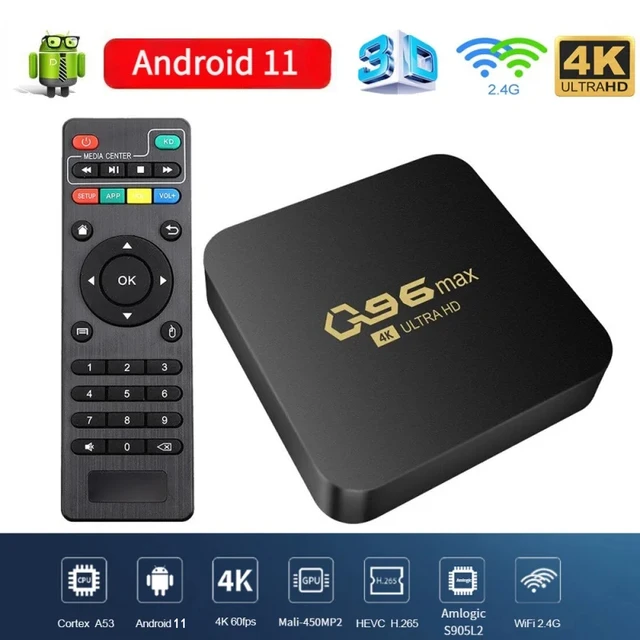 Q96 Max tv box Android 11 Amlogic S905 4G Quad Core 64 bit 4K 3D UHD smart  tv Media Player H. 265 iptv - AliExpress