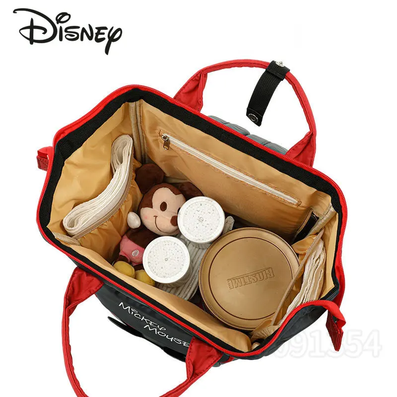 Disney-Bolsa de pañales de Mickey para bebé, mochila de marca de lujo, bolsa de pañales de bebé de dibujos animados, bolsa de pañales de bebé linda,