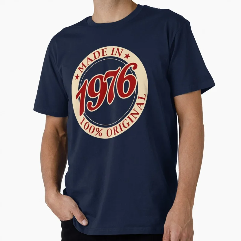 

Vintage Born in 1976 50th Birthday Gift T Shirt for men 100% cotton print 50 years Of Being Awesome clothes All size S-6XL Tops