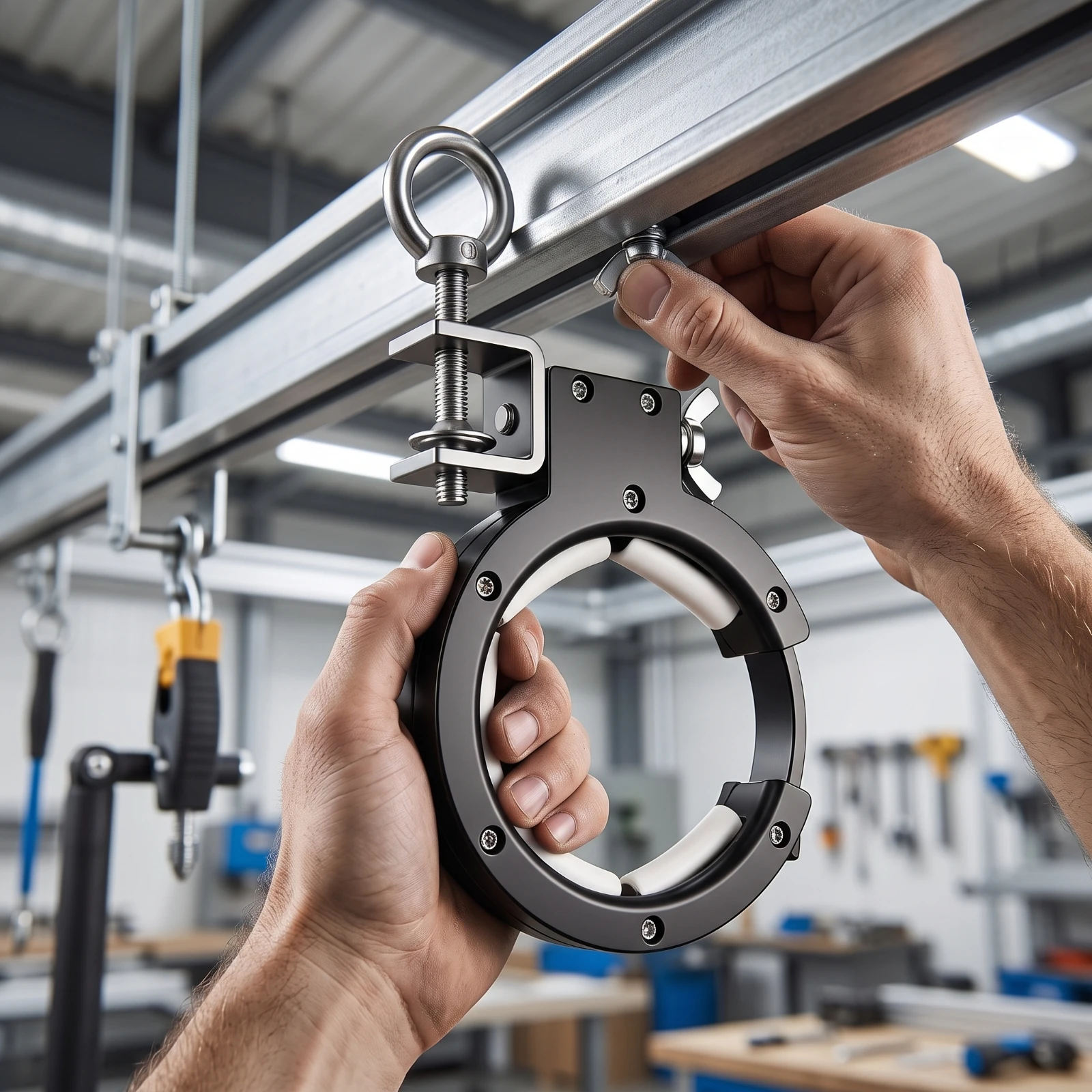 Bridge Auxiliary Pulley Adjustable Pulley with Clamp Cable Guide Heavy-Duty Thickened for Electricians, Beam Mounting view 4