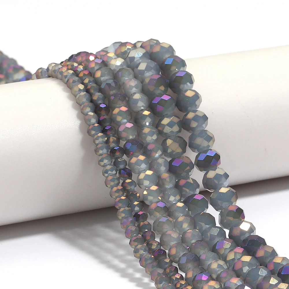 4/6/8mm facettierte Kristallperlen, lila AB-Glasperlen, lose Abstandsperlen für DIY-Schmuckherstellung, Armbänder, Halsketten, Zubehör