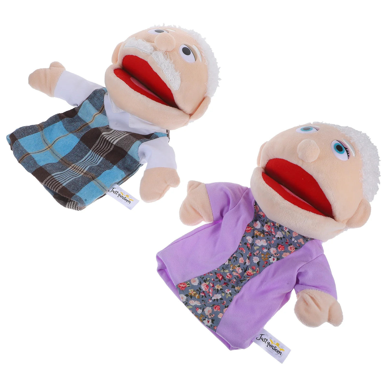 

2 Pcs Character Hand Puppet Mini Grandpa Jolly Helpers Puppets Mom Educational Figure Small