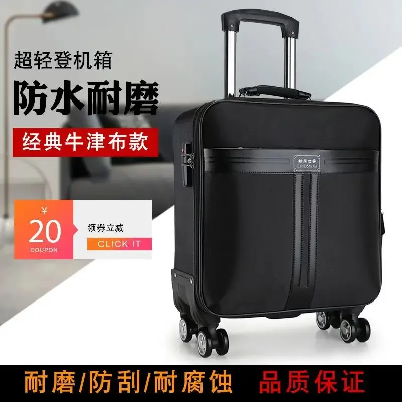 16 Inch Boarding Luggage Unisex Trolley Case Spinner Suitcase Student Oxford Gingham Leather Case Carry-Ons