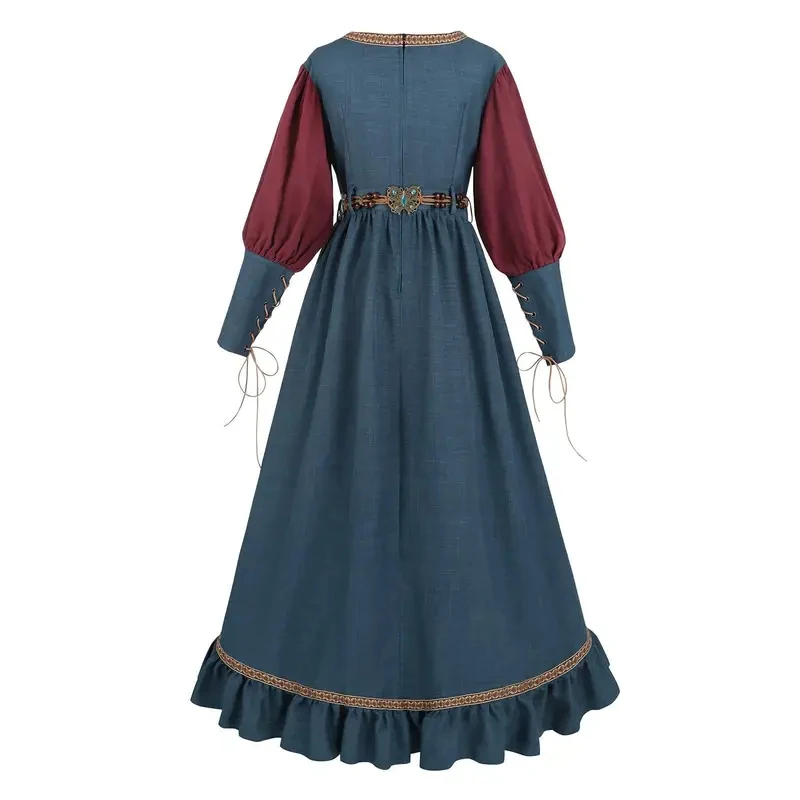 

A;3\v,7'd/Medieval Renaissance Women Boho Retro Pastoral Bohemian Maxi Dress Carnival Halloween Disguise Stage Pw.3;v'6\b/