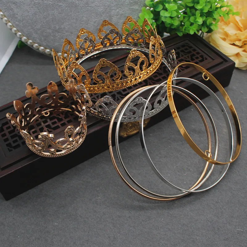 DIY Baroque Crown Round Base Bridal Headdress Material Children's Photo Prop Iron Gold Silver Accessories