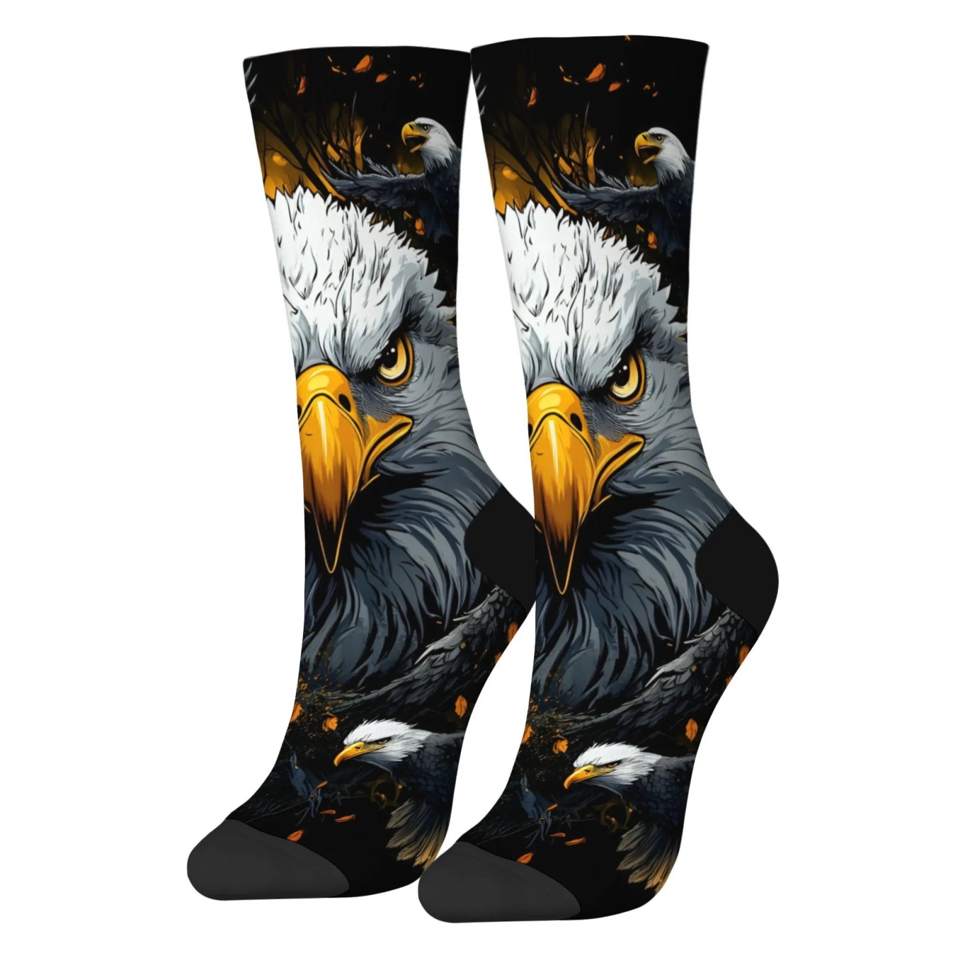 Skarpetki Crew z grafiką fajnego orła, wyrazisty styl zwierzęcy na aktywności na świeżym powietrzu, do noszenia na co dzień i na prezent, miękkie i wytrzymałe.
