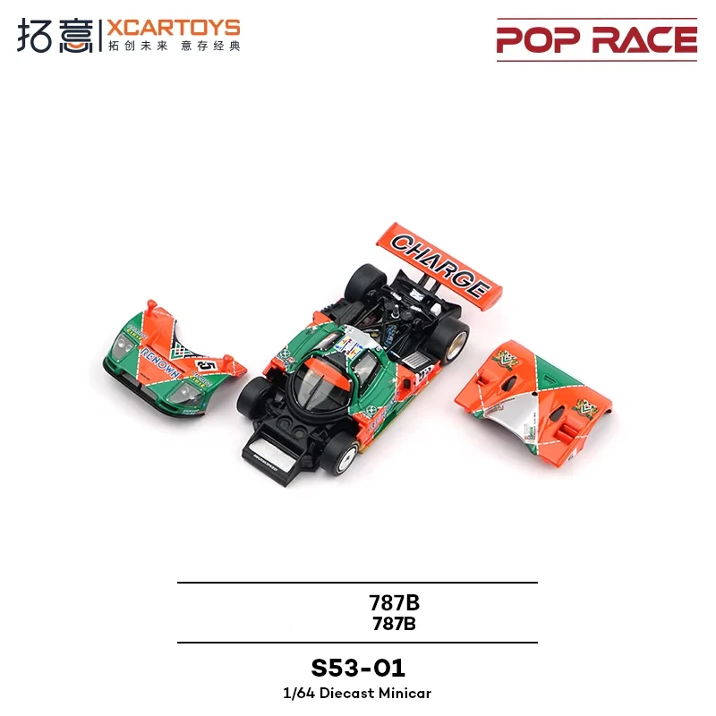 Xcartoys x Pop Race 1:64 787B 1991 Le Mans orange green Diecast Model Car